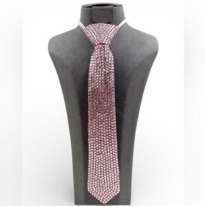 Light Pink Rhinestone Neck Tie Statement Necklace